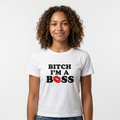 Baby Tee BITCH I'M A BOSS t-shirt court Y2K femme Blanc I Heart Creation