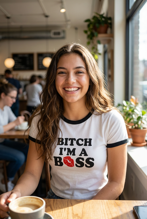 Baby Tee BITCH I'M A BOSS — Crop Top Y2K | I Heart Creation™