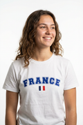Baby Tee France Crop Top Y2K femme Blanc I Heart Creation