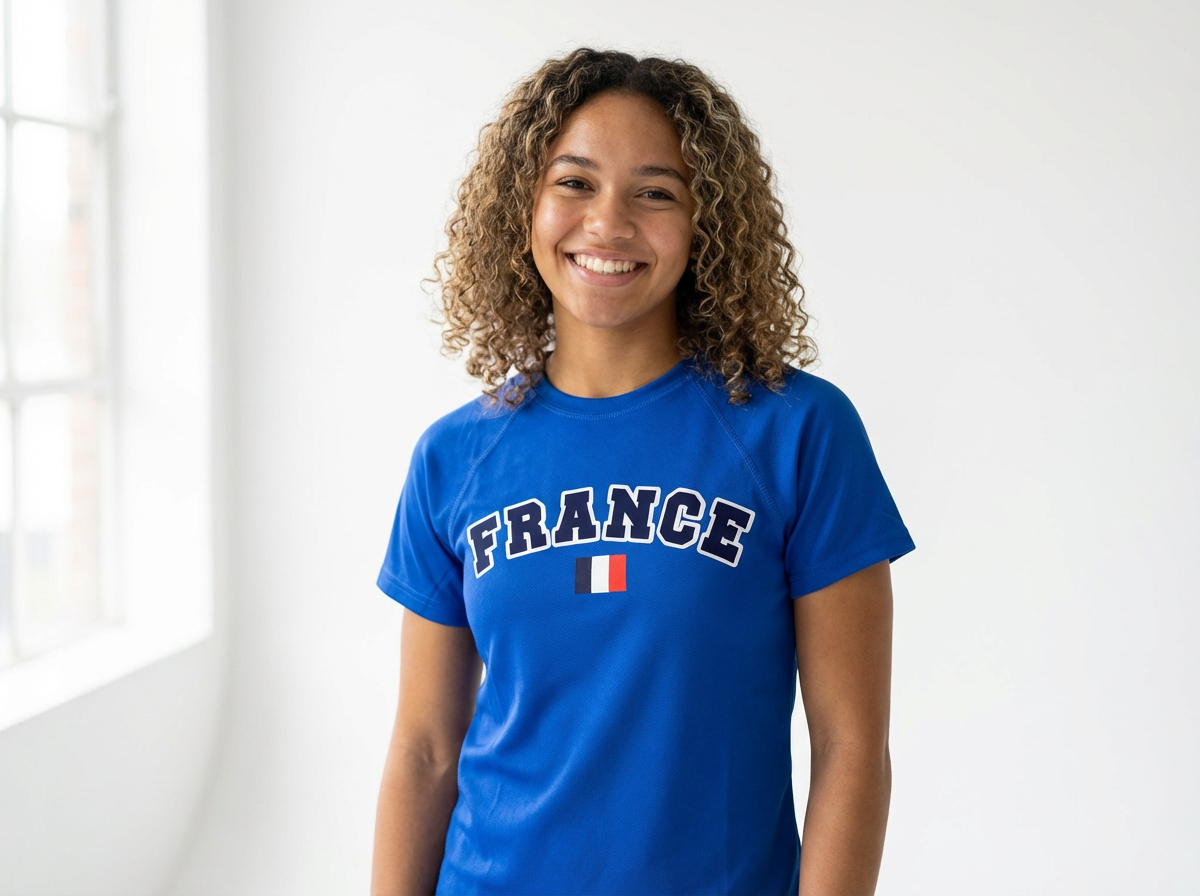 Baby Tee France Crop Top Y2K femme Bleu I Heart Creation