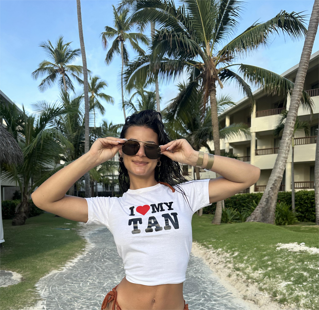 Baby Tee I HEART MY TANI Crop top court à message pour femme Blanc IHeart Creation