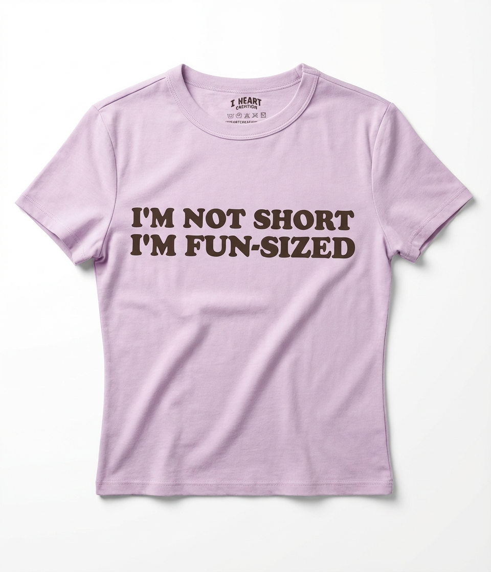 Baby Tee I'M Not Short I'M Fun Sized crop top Y2K femme Rose I Heart Creation
