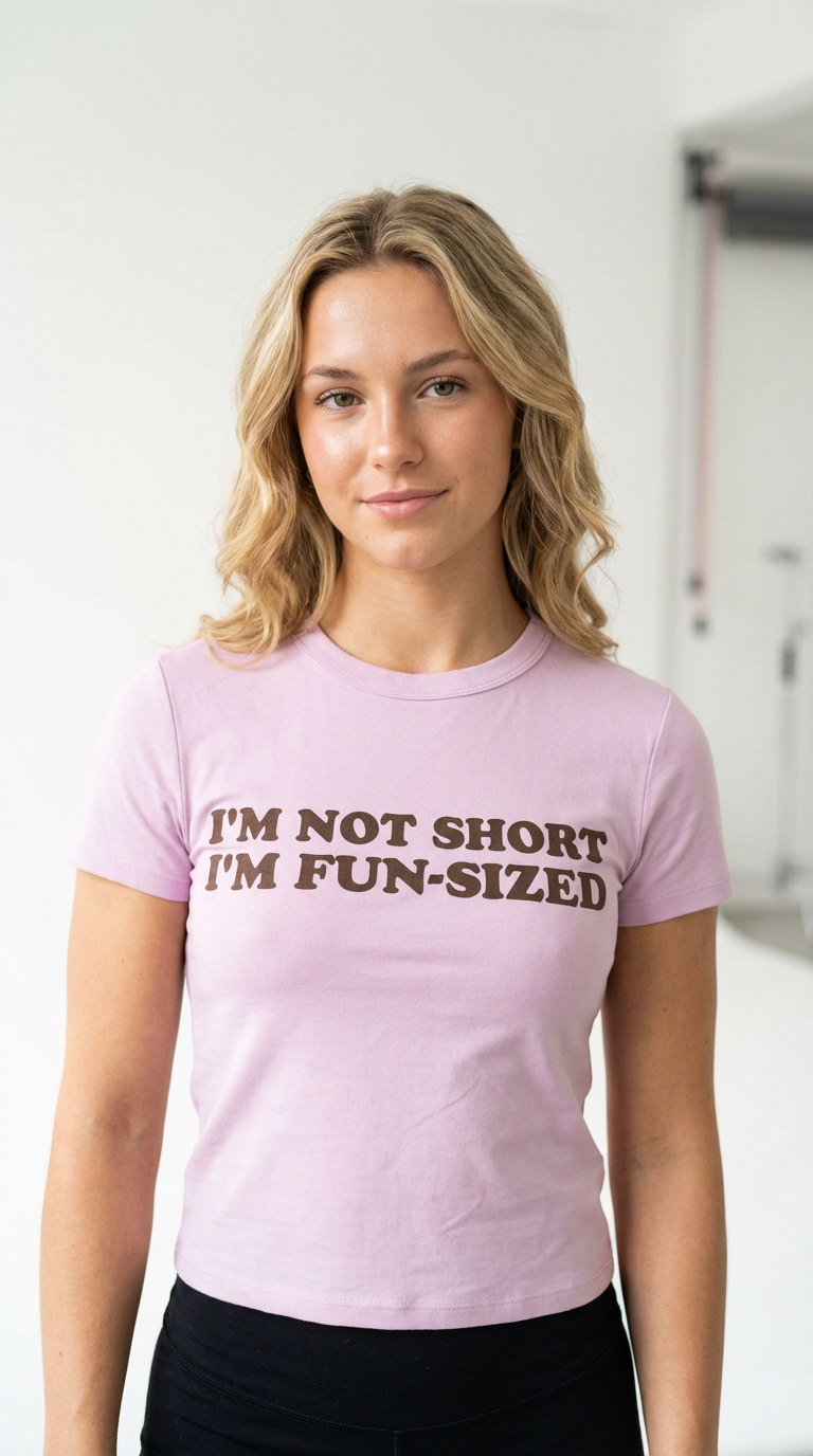 Baby Tee I'M Not Short I'M Fun Sized crop top Y2K femme Rose I Heart Creation