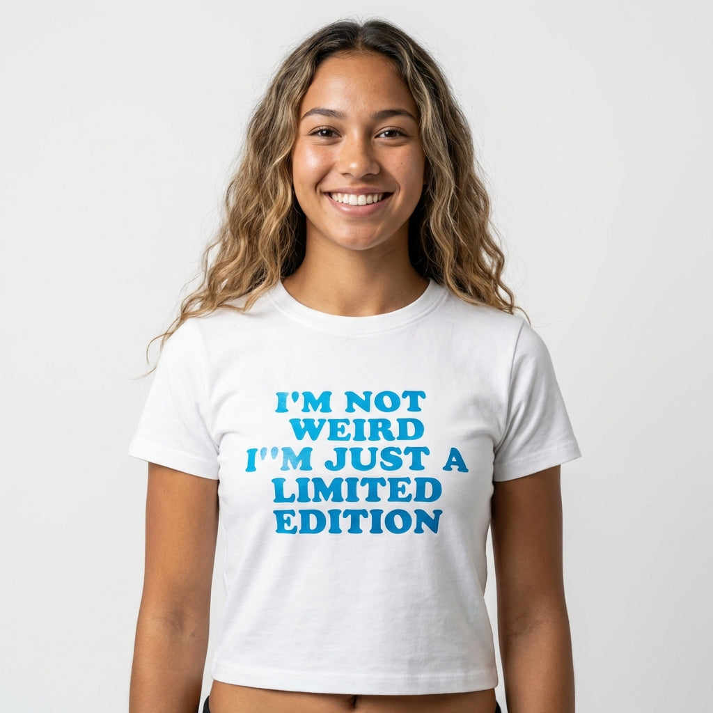 Baby Tee I’M NOT WEIRD I’M JUST LIMITED EDITION — Crop Top Y2K | I Heart Creation™