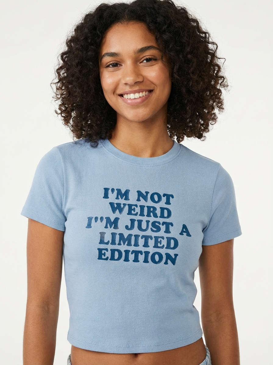 Baby Tee I’M NOT WEIRD I’M JUST LIMITED EDITION — Crop Top Y2K | I Heart Creation™