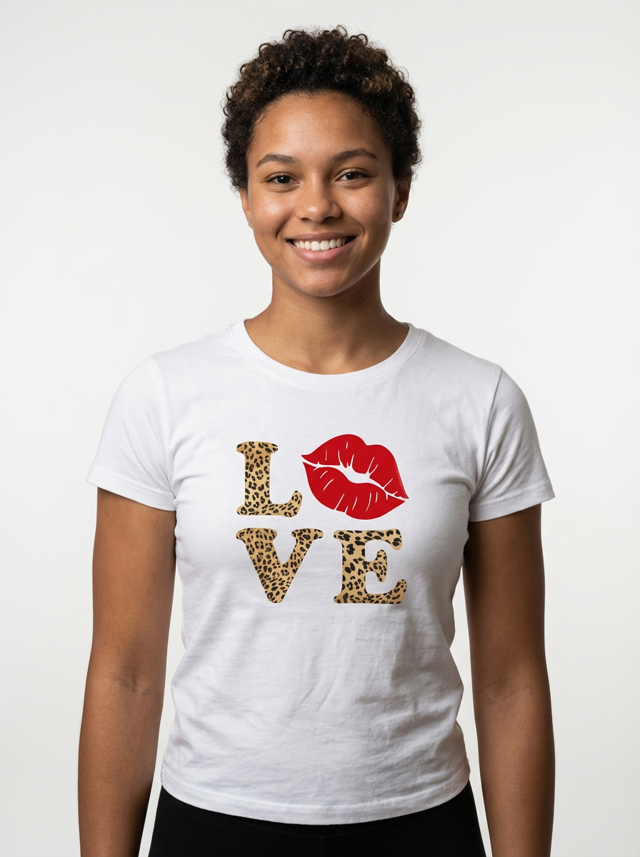 Baby Tee LOVE crop top Y2K femme blanc I Heart Creation