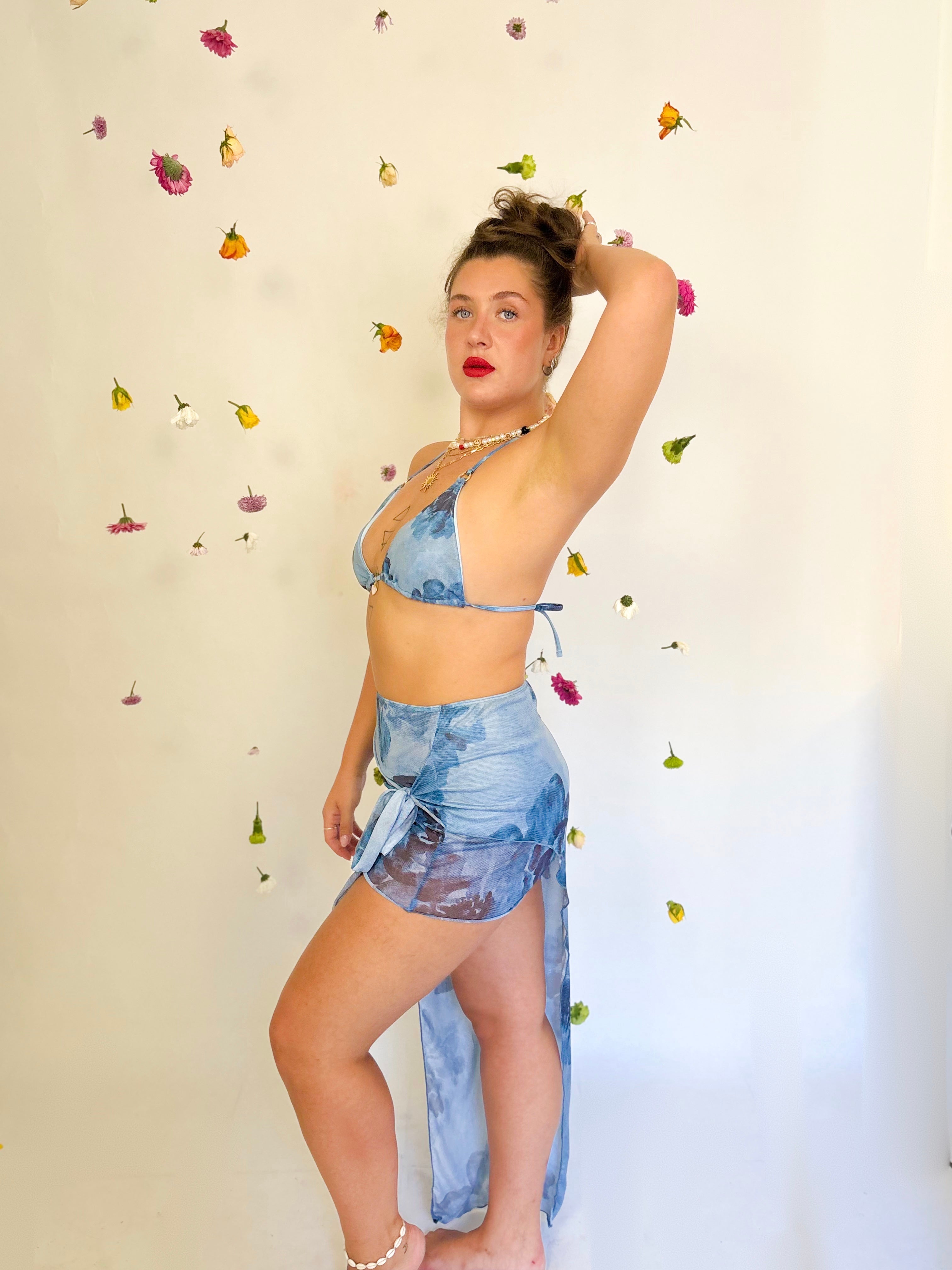 BORACAY denim-floral pareo