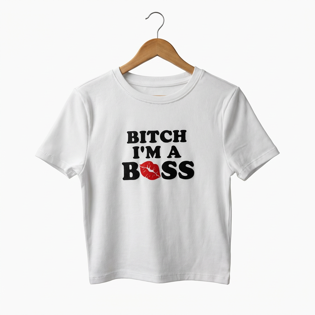 Baby Tee BITCH I'M A BOSS — Crop Top Y2K | I Heart Creation™