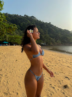 BORACAY Denim-Floral bikini swimsuit