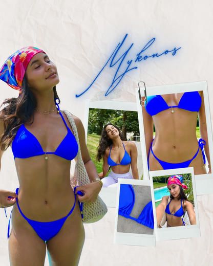 Swimsuit Tanga MYKONOS Bleu Roi intense Chic et audacieux. Haut en triangle et un bas tanga – Collection Swimwear I Heart Creation