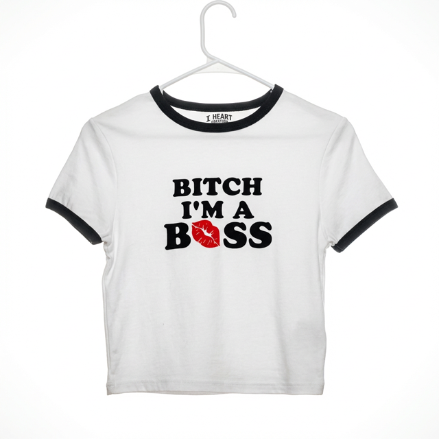 Baby Tee BITCH I'M A BOSS — Crop Top Y2K | I Heart Creation™