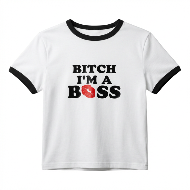Baby Tee BITCH I'M A BOSS — Crop Top Y2K | I Heart Creation™